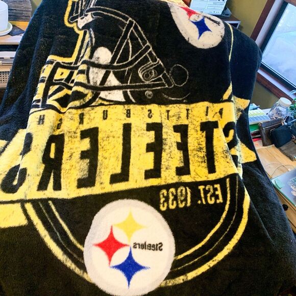 NFL Pittsburgh STEELERS 50x58 Fleece Stadium Blanket Throw Vintage - Picture 3 of 3